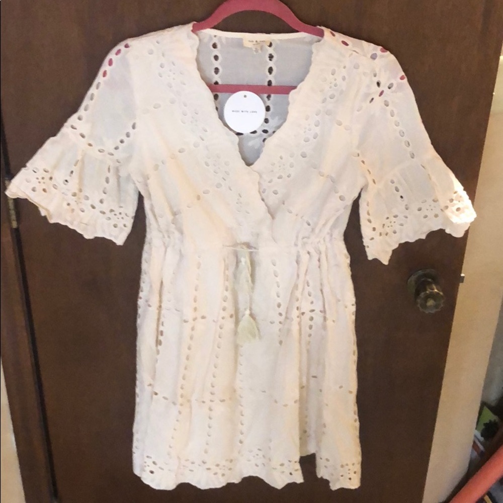 Beige eyelet tunic or dress